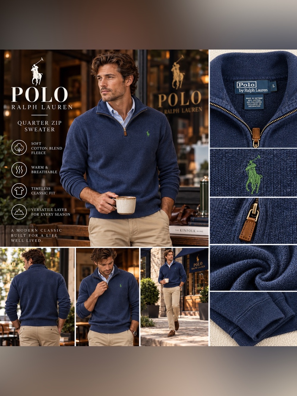 Polo Ralph Lauren quarter zip sweater navy large